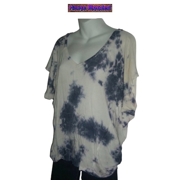 Splendid Tie Dye Blue White Bohemian Blouse Top USA Made Seen On Celebrity Boho - Picture 4 of 9